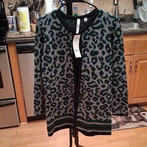 Collection B Black and Gray Animal Print Cardigan
